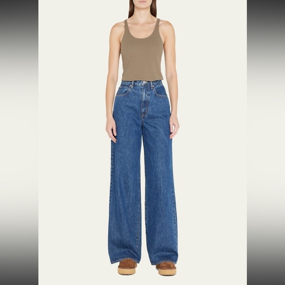 SLVRLAKE EVA High Rise Wide Leg Denim Jeans in Forbidden Size 24 - Picture 1 of 6